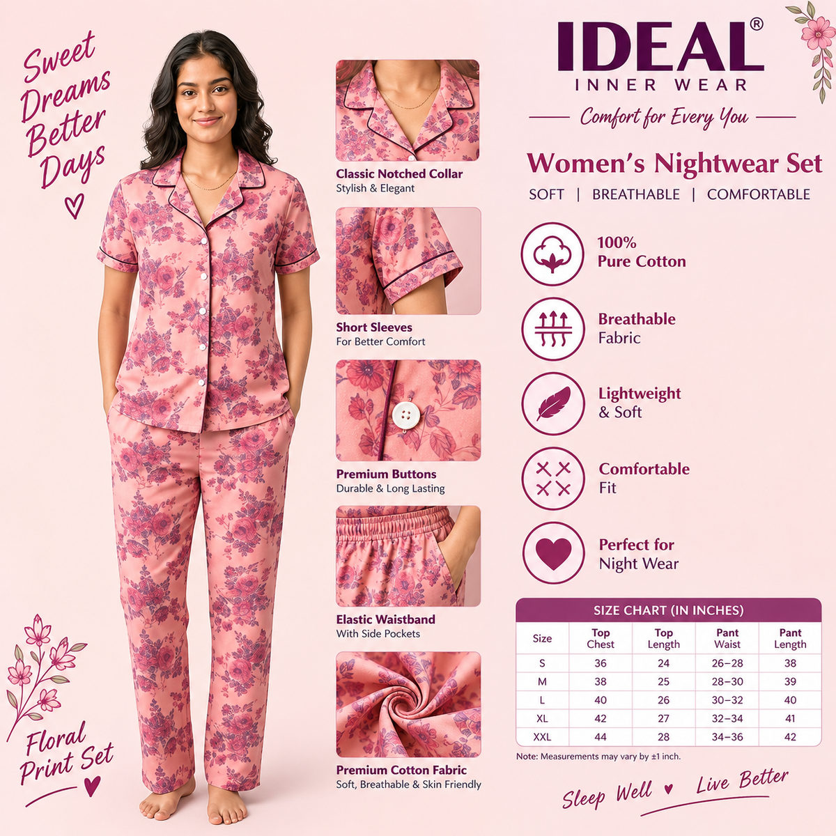 Womens Pyjama set (Nightdress)