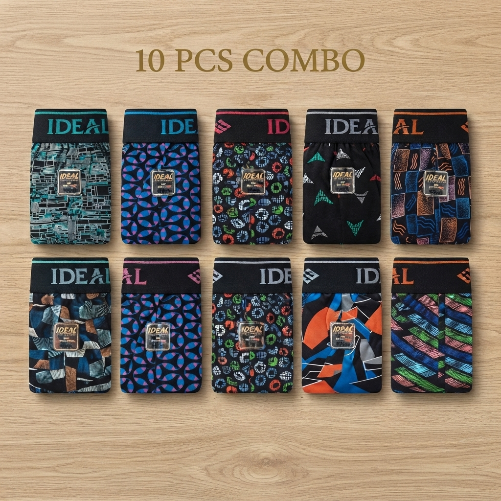 Mens Printed Brief 10pcs Pack (10 Random Colours)